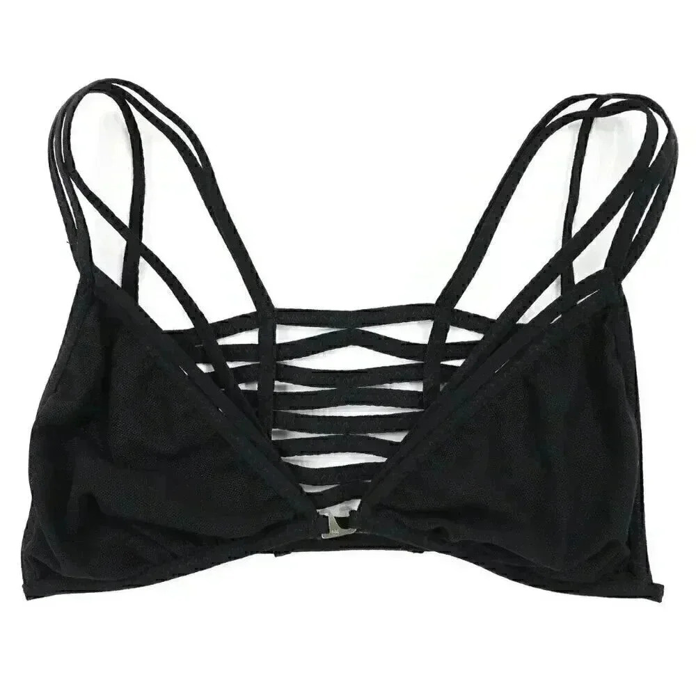 Black‎ Triangle Bralette Size XS Sporty T Shirt Bra Summer V Neck Bralette